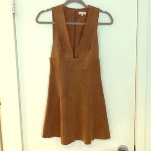 aritzia Wilfred brown suede deep v dress